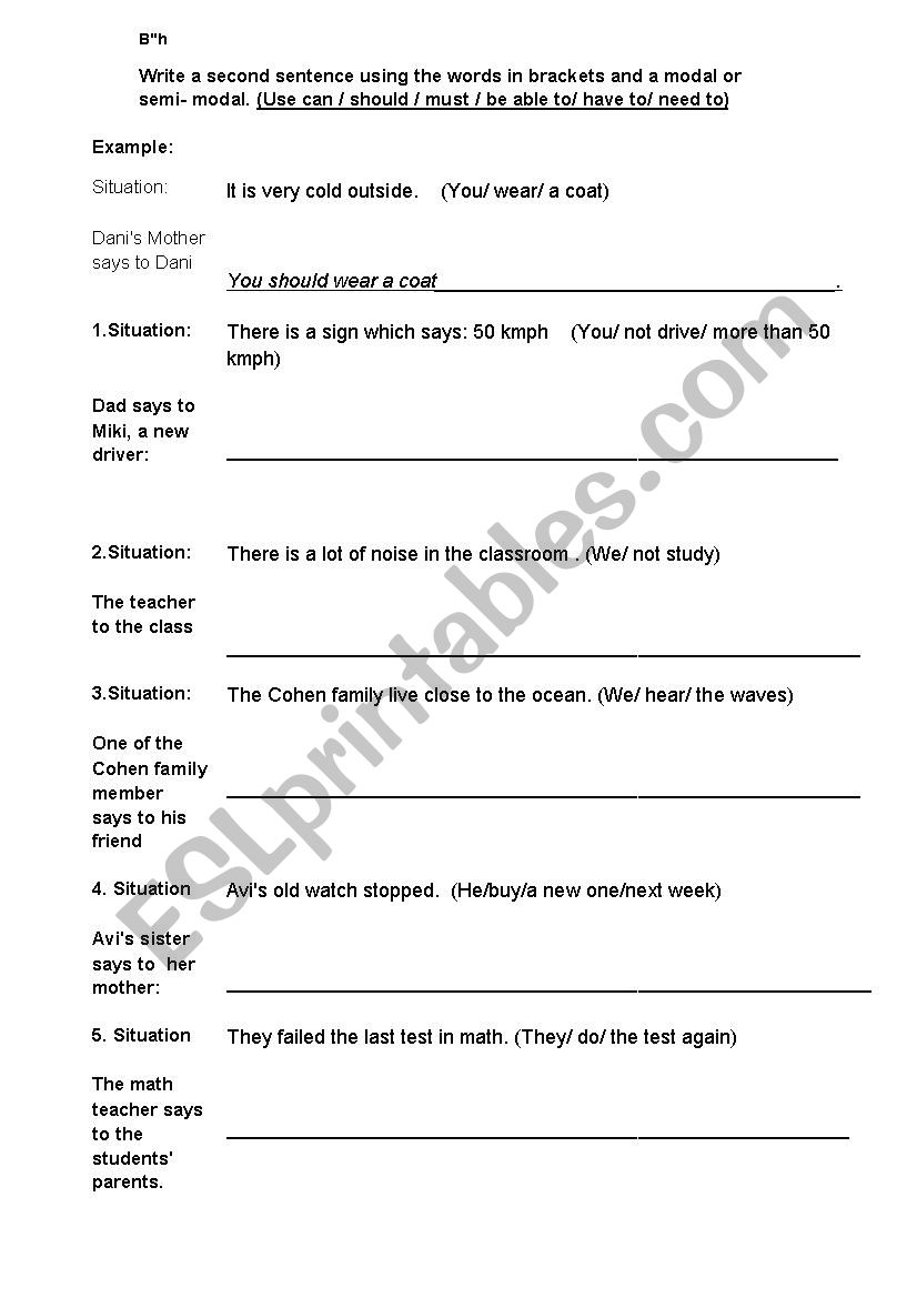 Modals - ESL worksheet by hadasi89