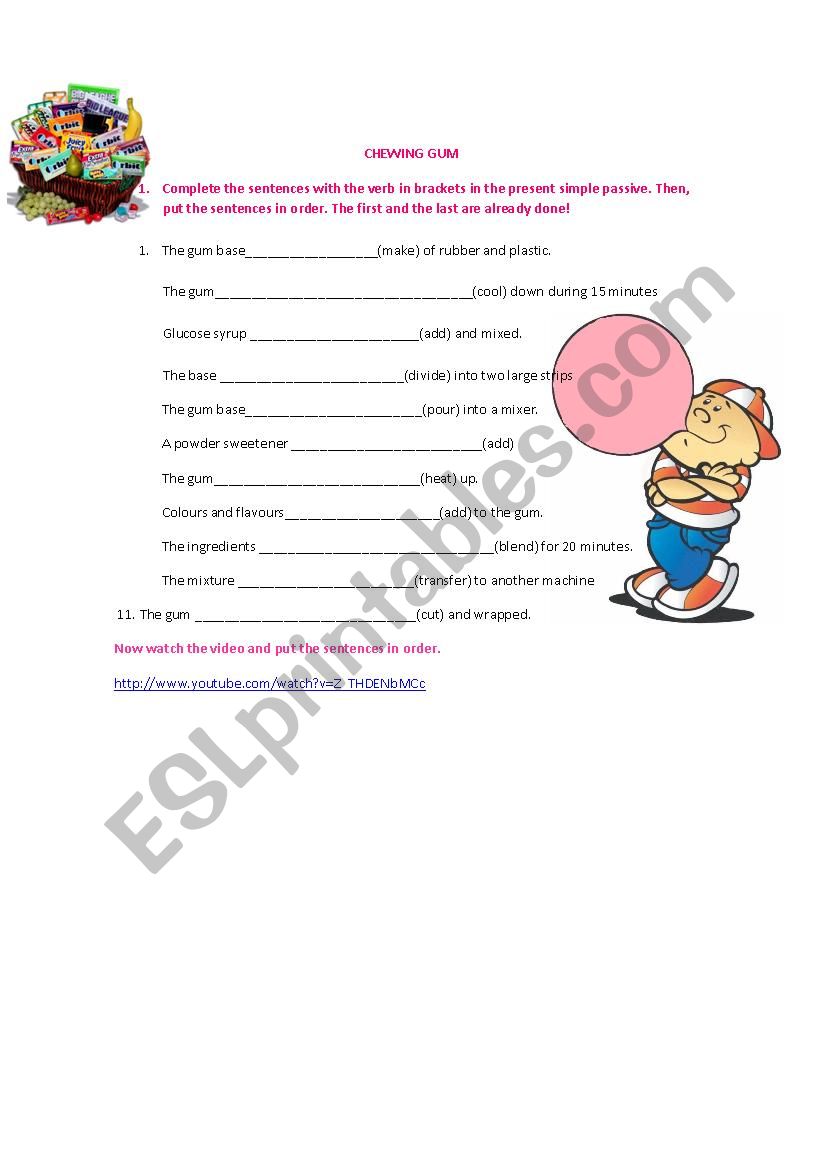 Chewing Gum worksheet