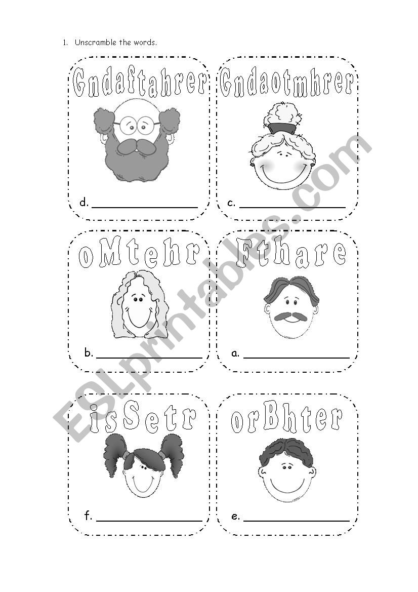 family members worksheet