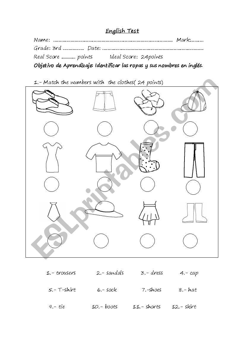 test worksheet