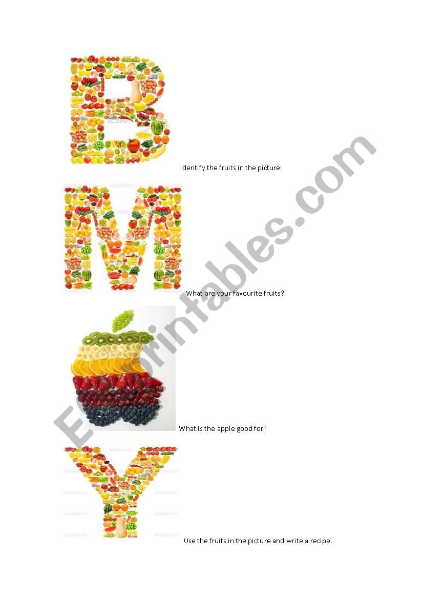 Fruit alphabet worksheet