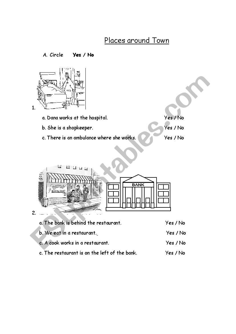 places around town worksheet