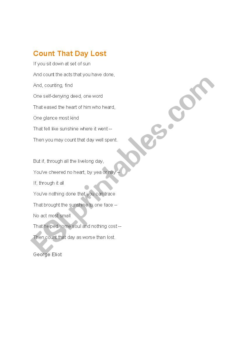 Count that Day worksheet