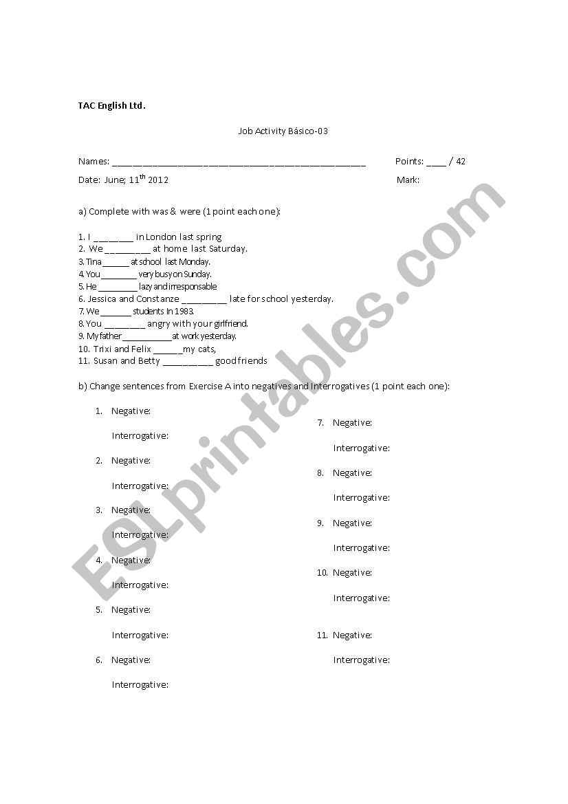 JOBS worksheet