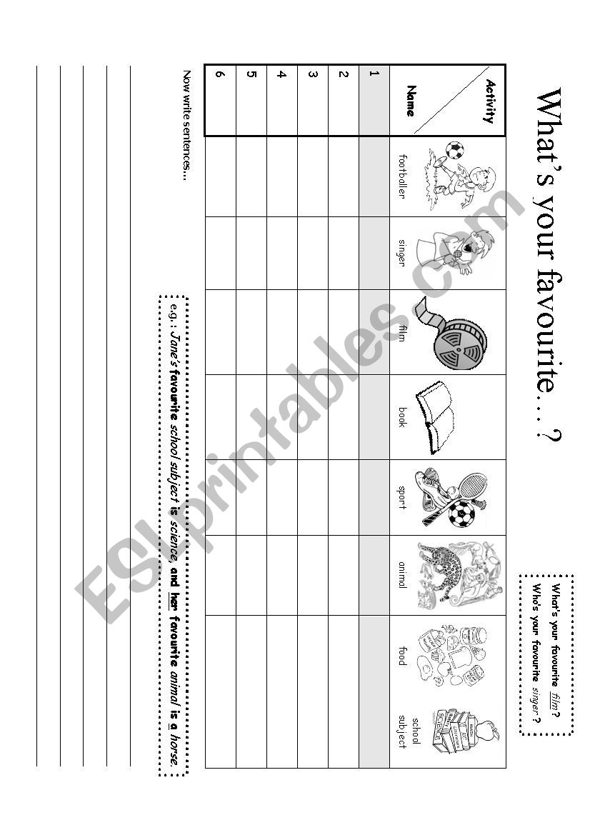 What´s your favourite...? - ESL worksheet by kirstyjay