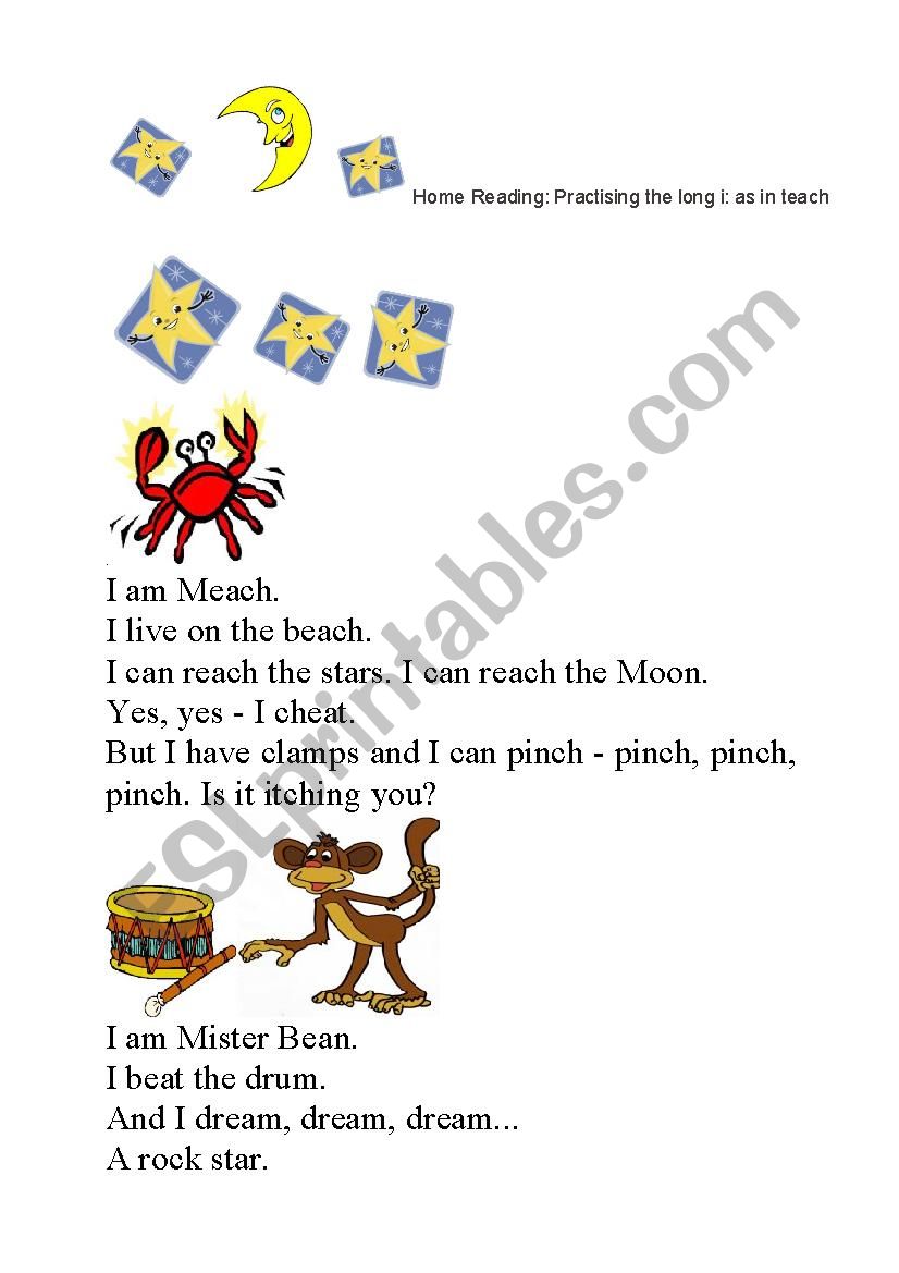 Meach The Beach Crab worksheet