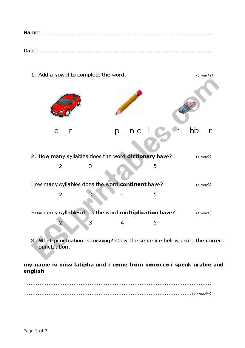 Hobbies worksheet