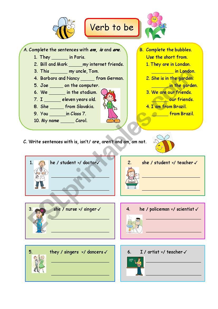 Verb to be worksheet