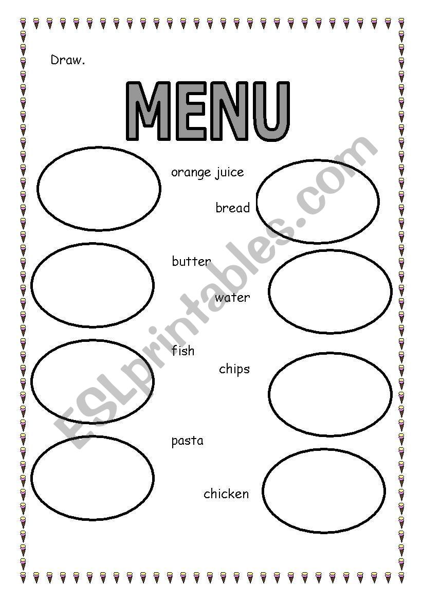 Draw food worksheet