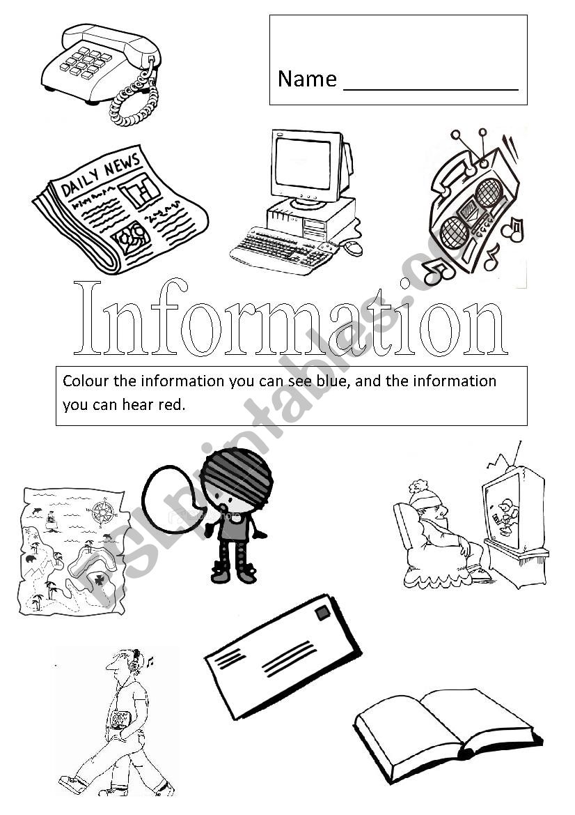 Information we see or hear worksheet