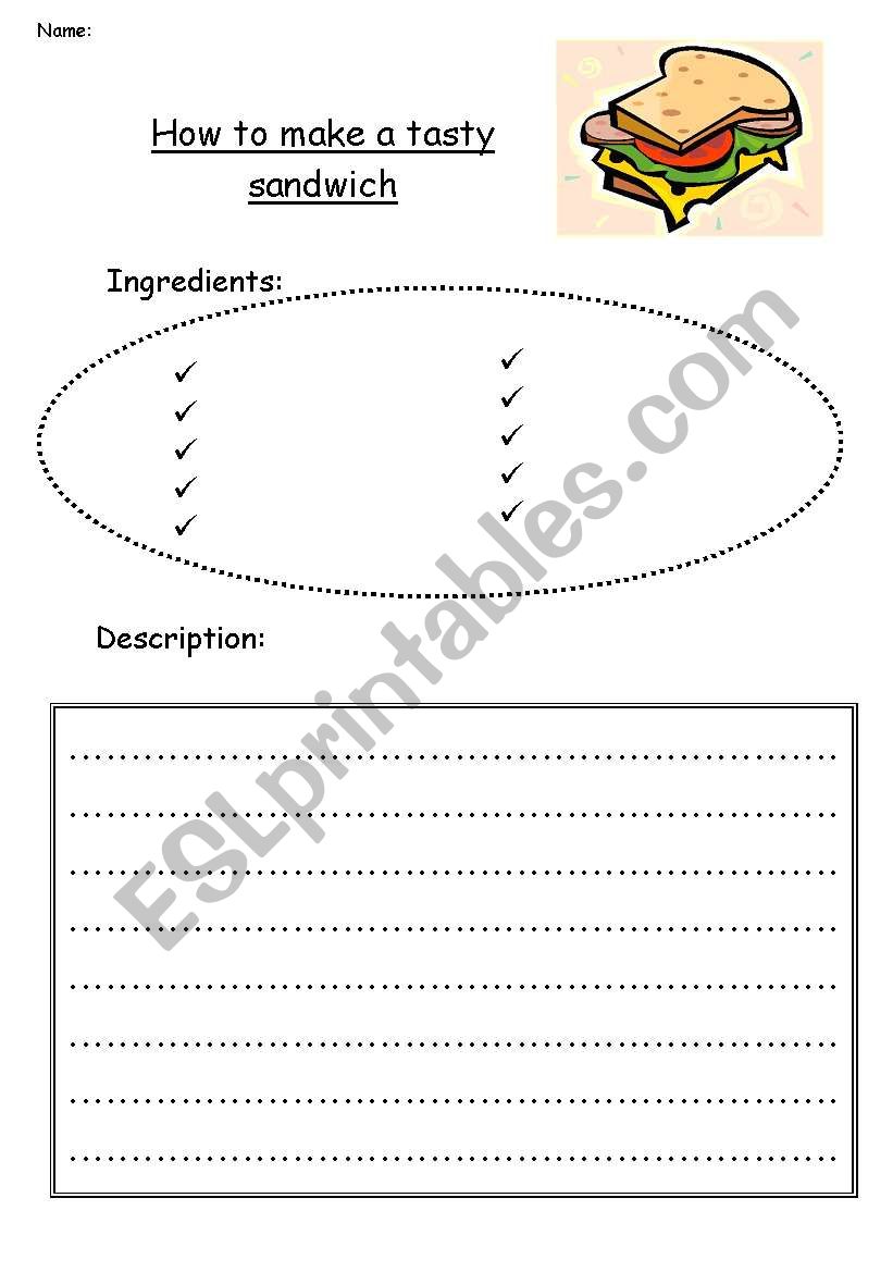 How to make a snadwich. worksheet