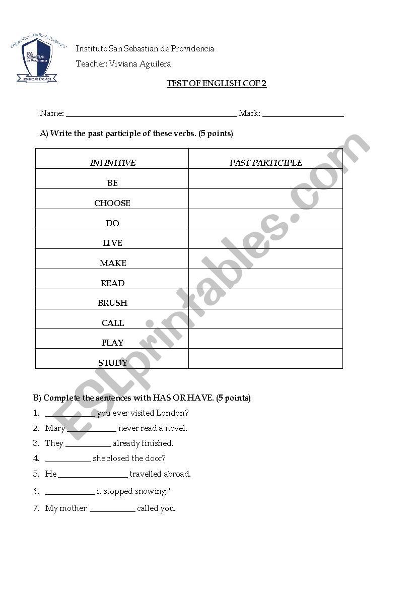 Present Perfect  worksheet