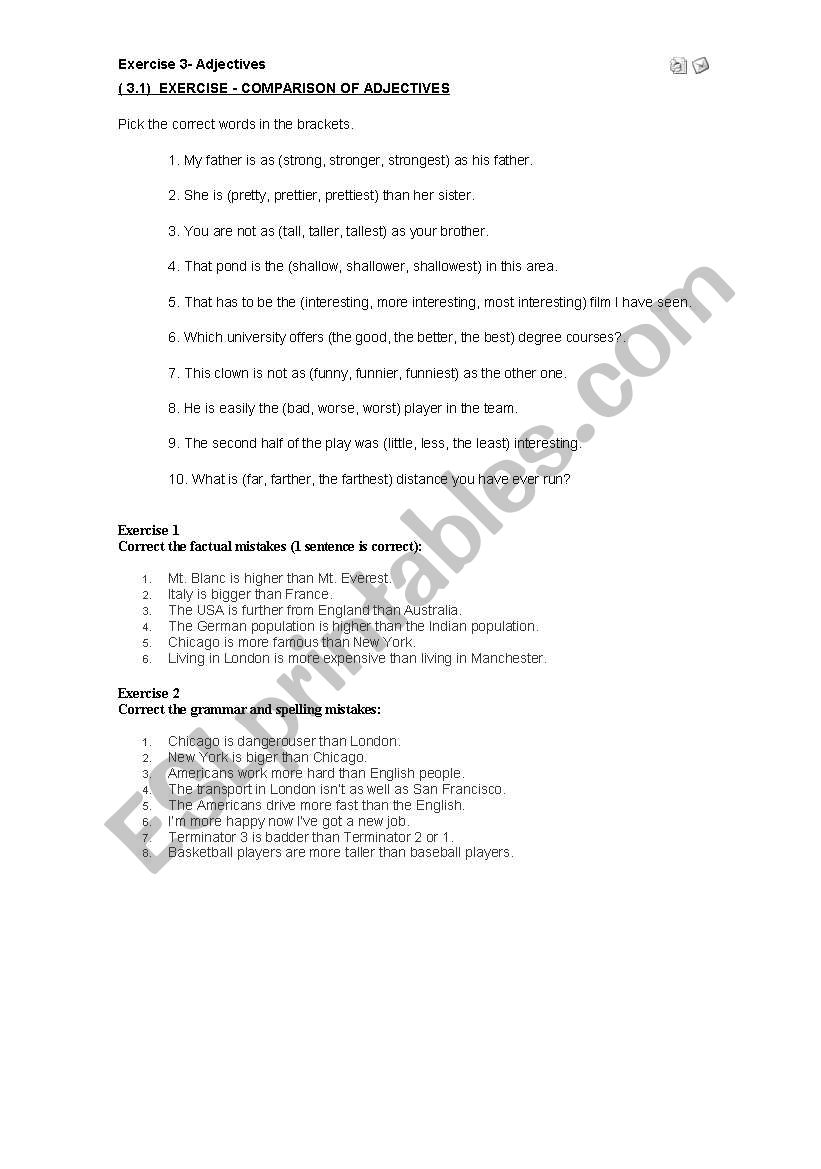 comparative and superlative adjectives