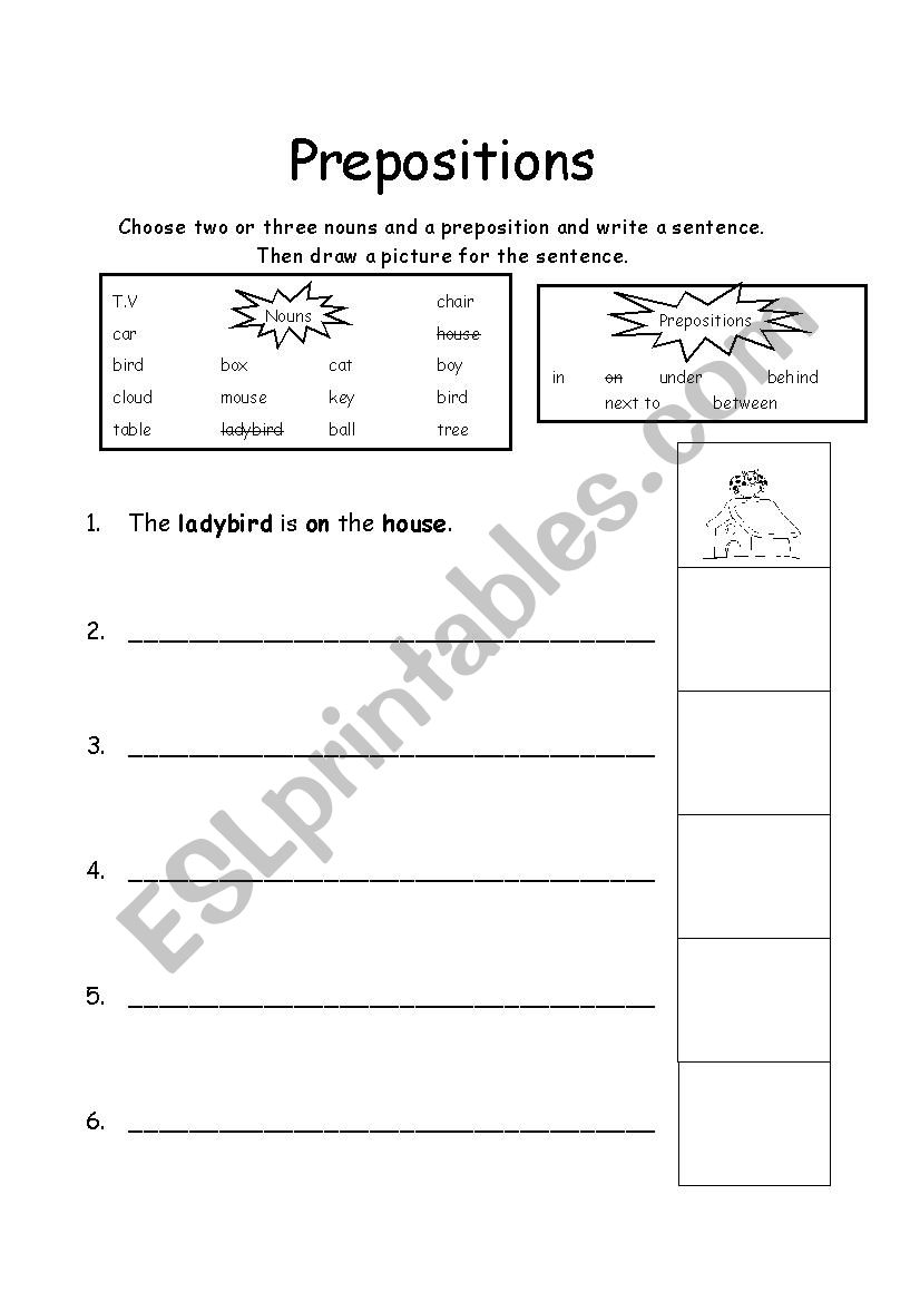 Prepositions worksheet