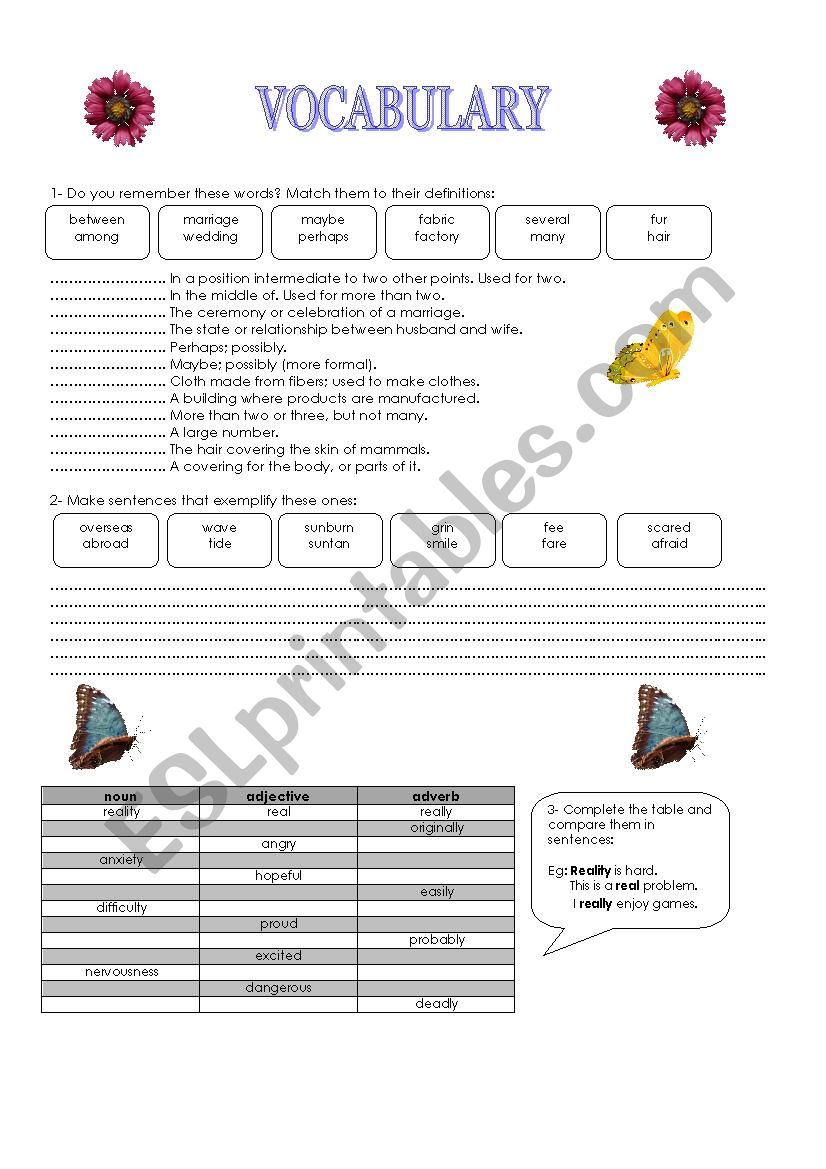 VOCABULARY worksheet