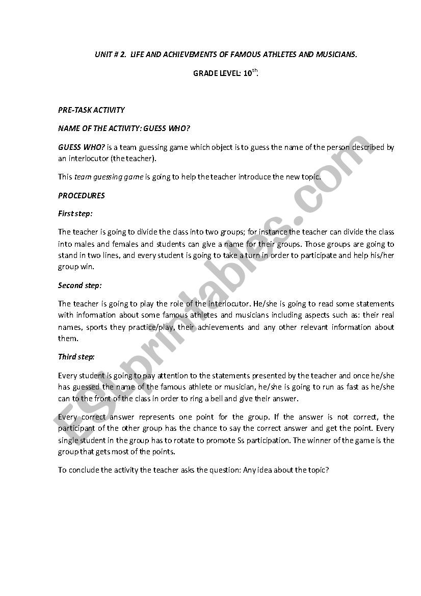 varied activities worksheet