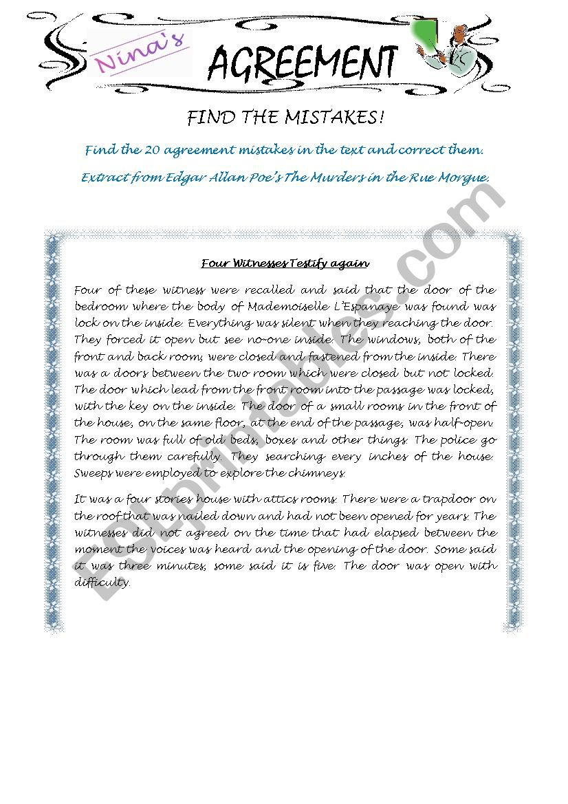 Agreement with Poe 1 worksheet