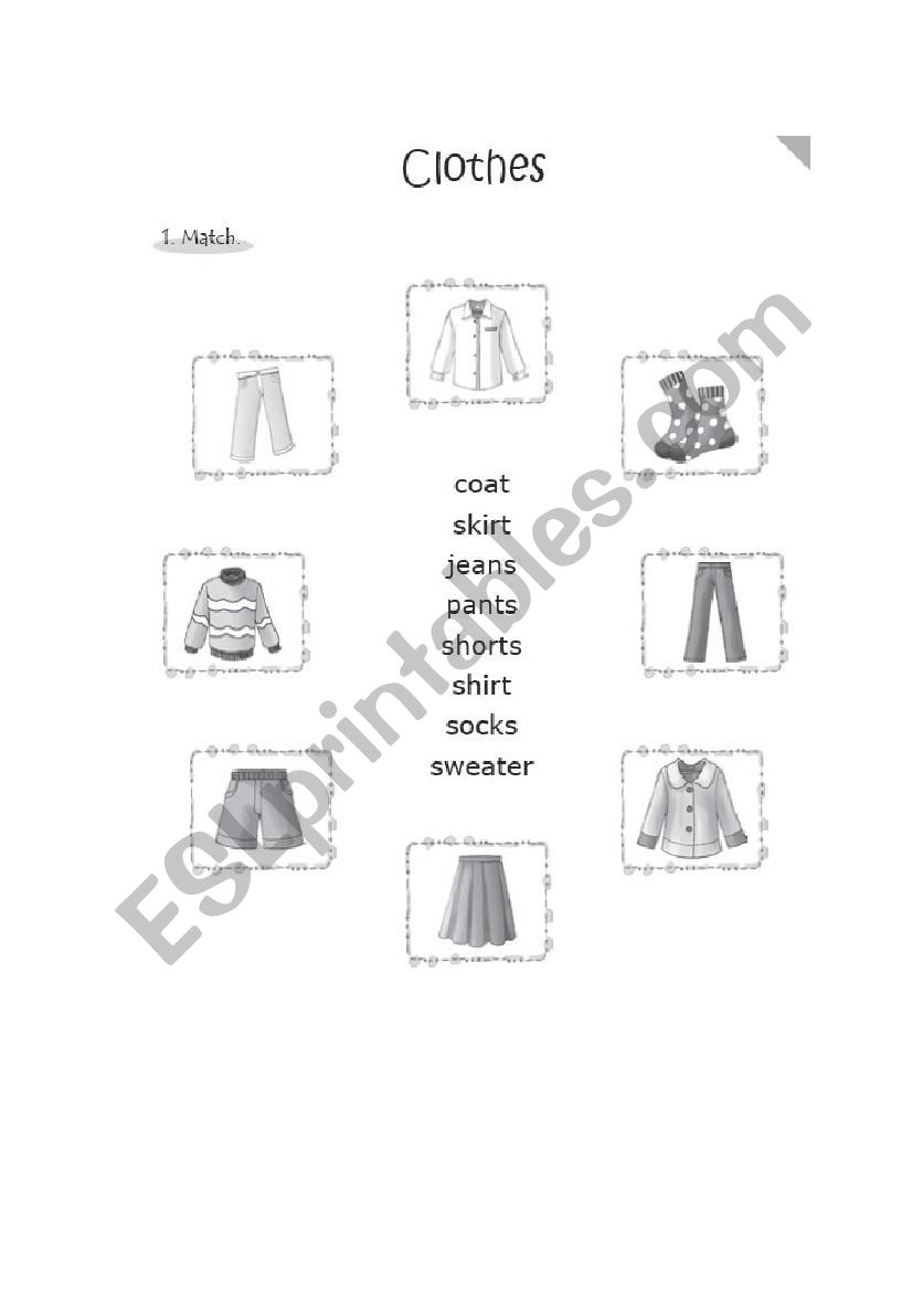 clothes worksheet