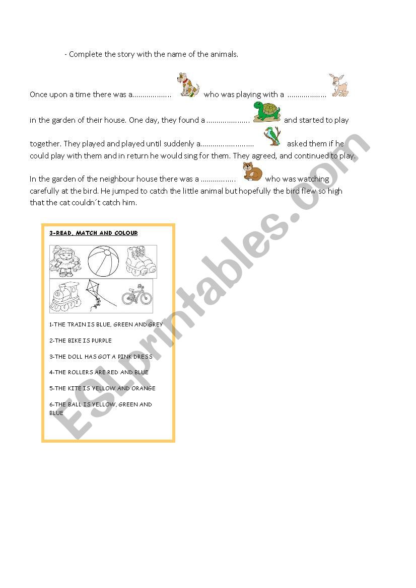 Animals and toys worksheet