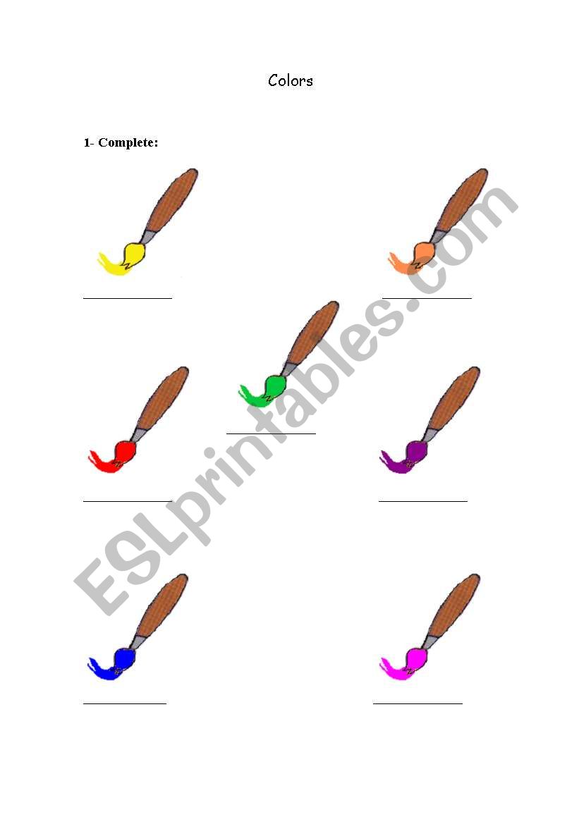 Colours worksheet