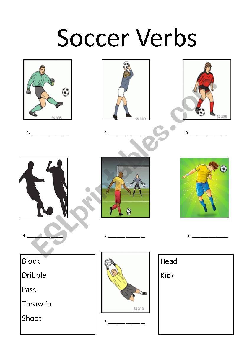 Soccer verbs - ESL worksheet by atomook