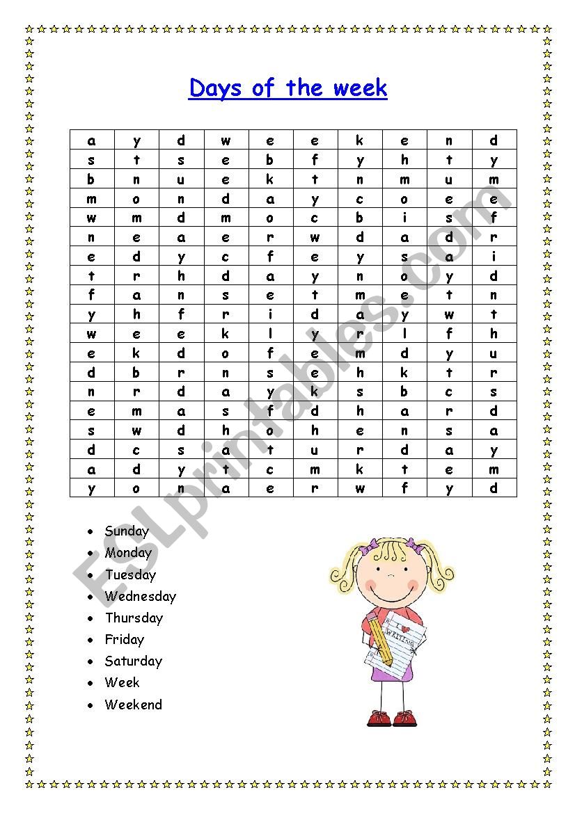 days-of-the-week-puzzle-esl-worksheet-by-toni-azoulay