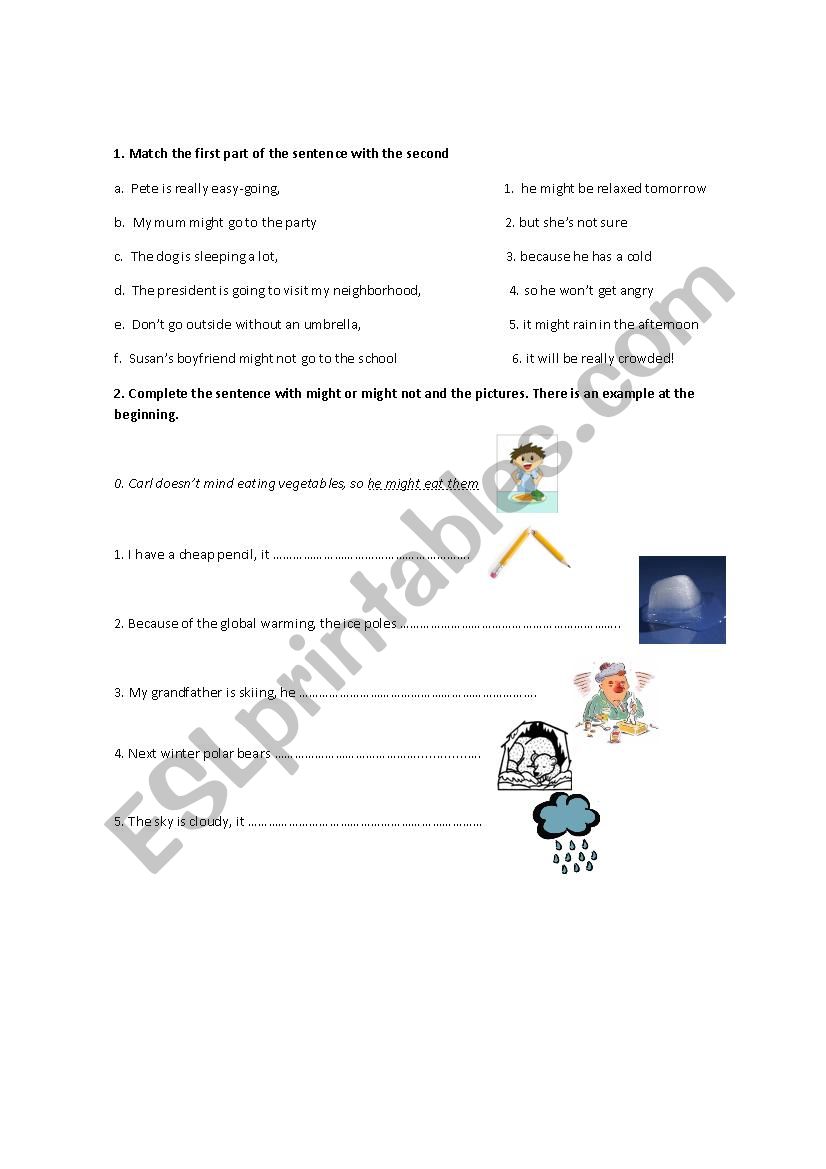 Future tense (will and might) worksheet