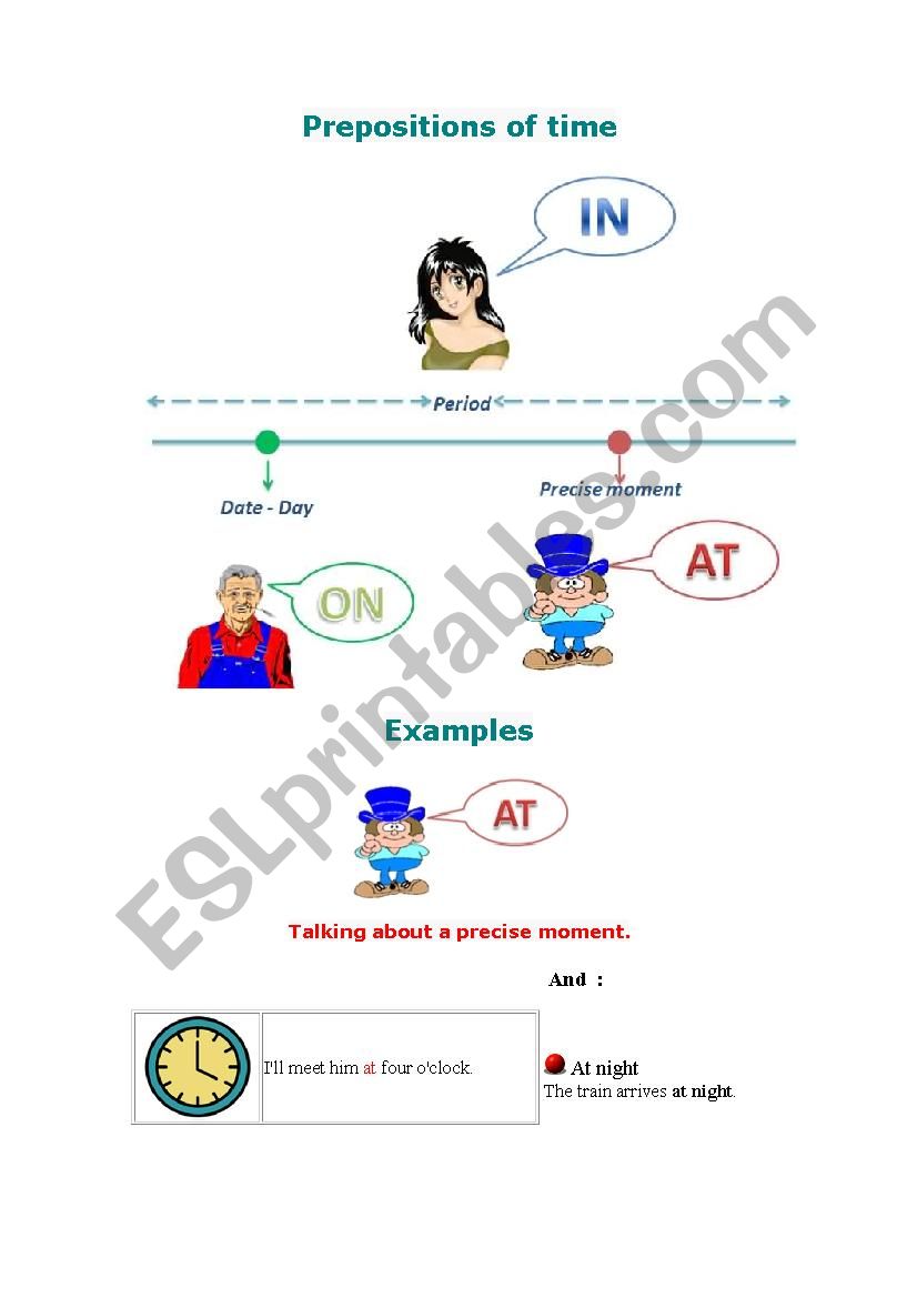 Prepositions of Time - in/on/at