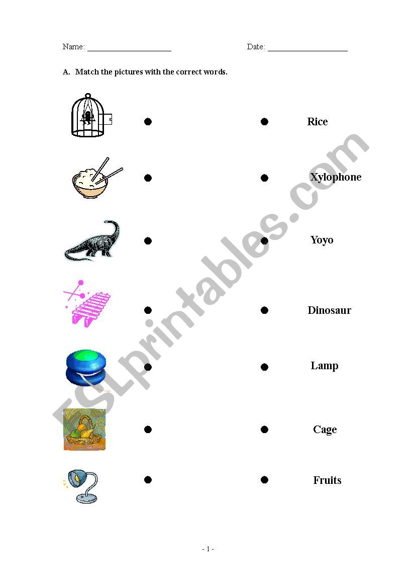 Matching  worksheet