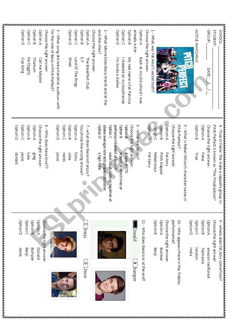 MOVIE: PITCH PERFECT worksheet