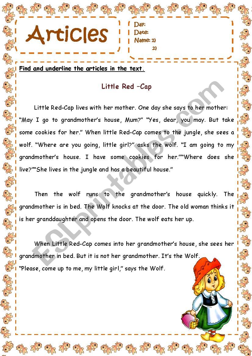 Red Riding Hood worksheet