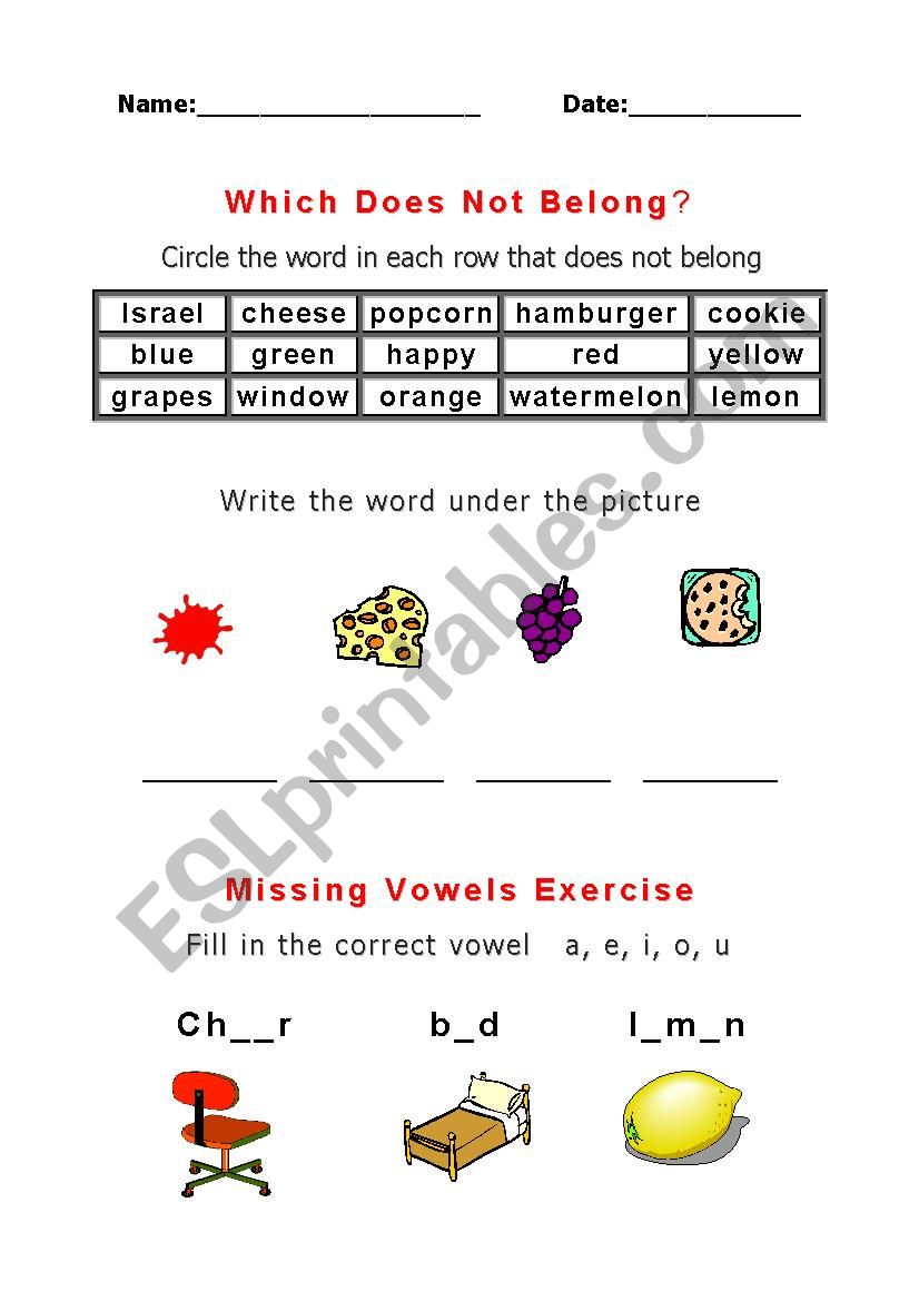 Vocabulary worksheet 1 worksheet