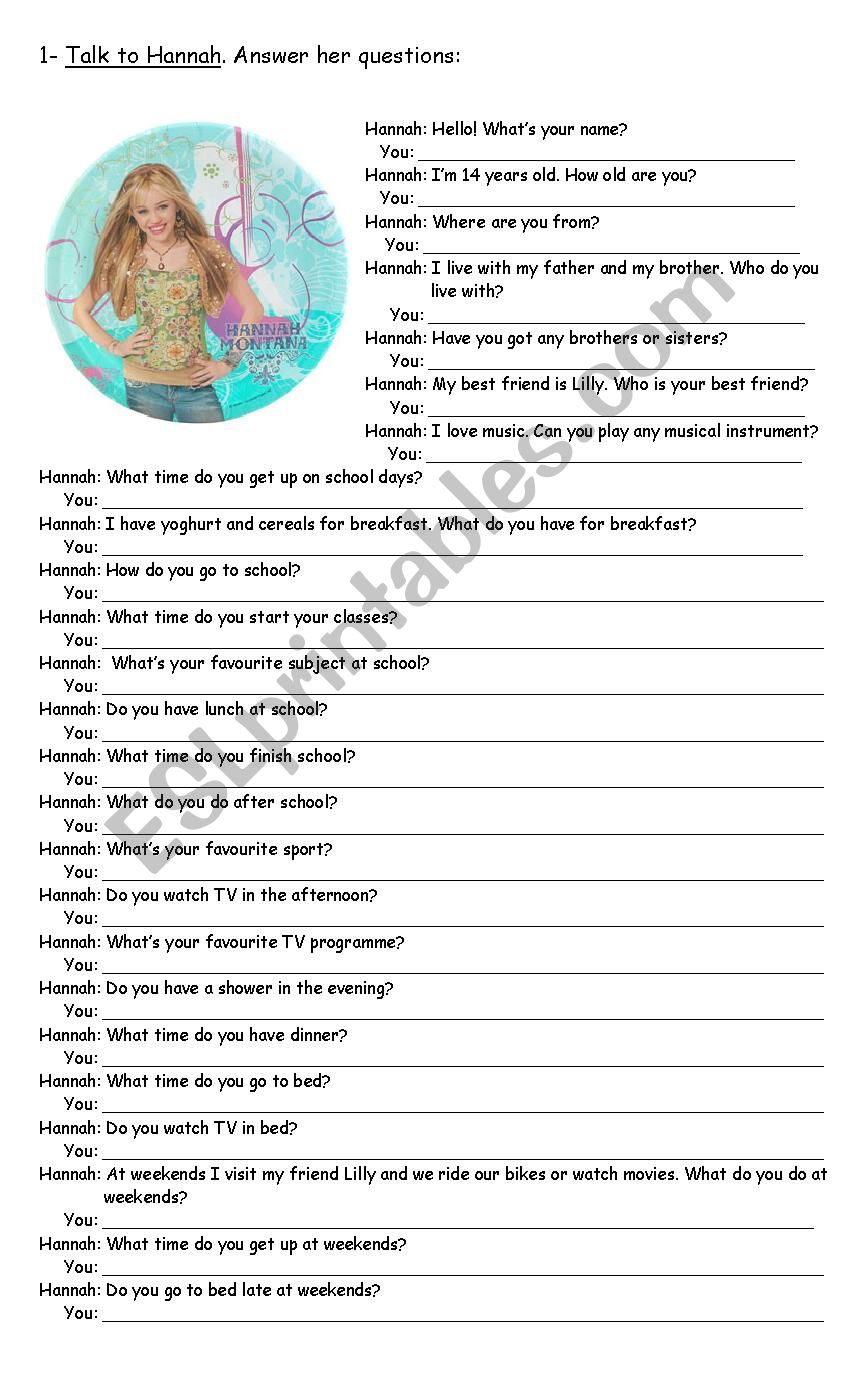 Talk to a Famous Star worksheet