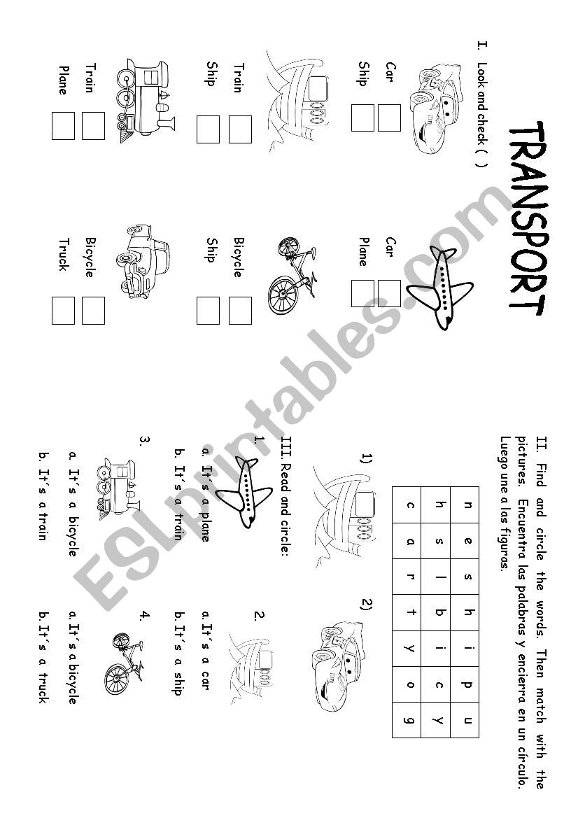 TRANSPORTS worksheet