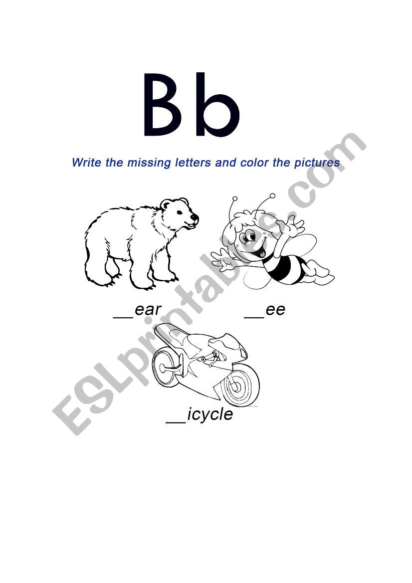 Letter B - ESL Worksheet By Shinelioness