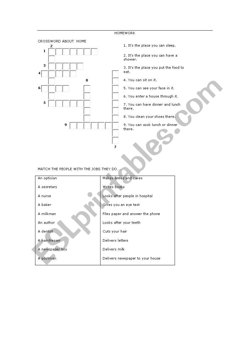 Jobs worksheet