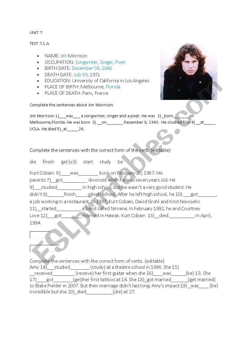 BIOGRAPHY worksheet