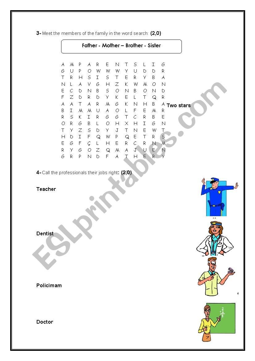 numbers and family worksheet