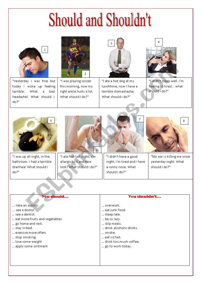 Should And Shouldn´t Esl Worksheet By Erica26