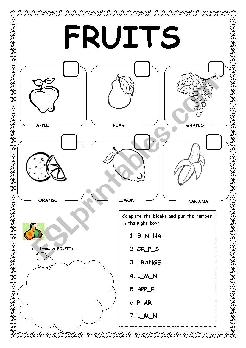 fruits worksheet