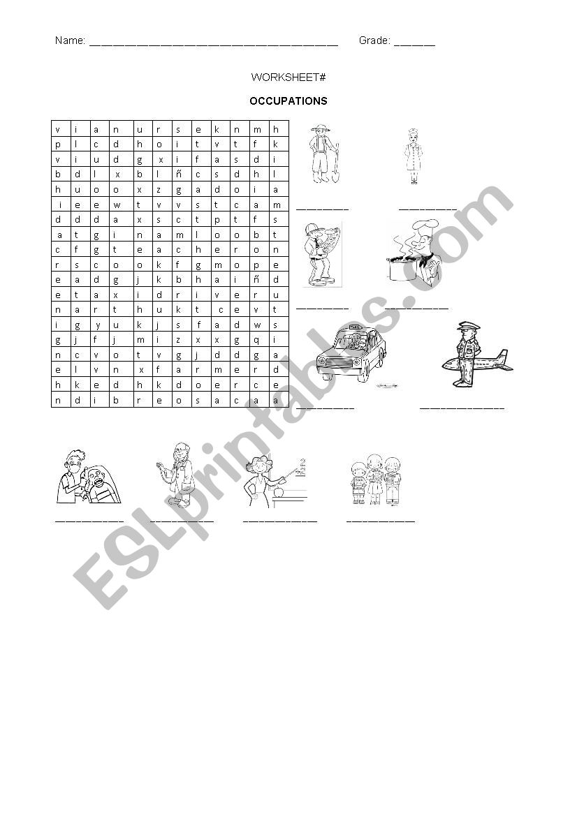 occupations worksheet