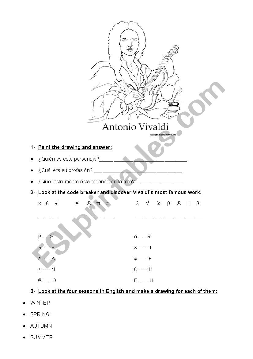 Antonio Vivaldi worksheet