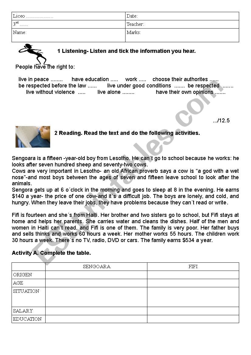 childrens rights esl worksheet by rilum2013