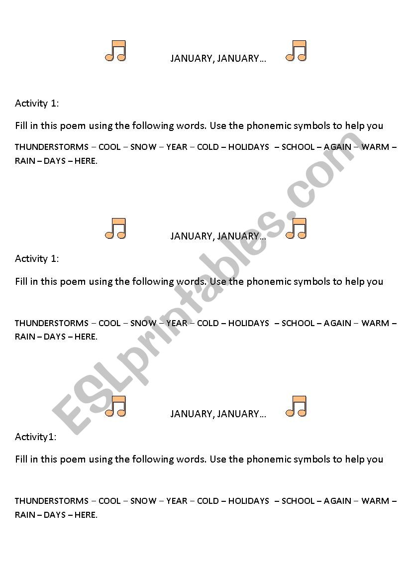 The months and seasons. worksheet