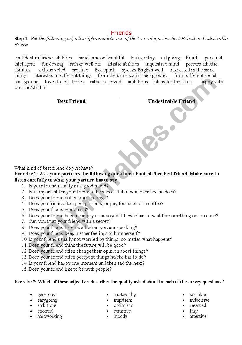 characteristic quiz worksheet