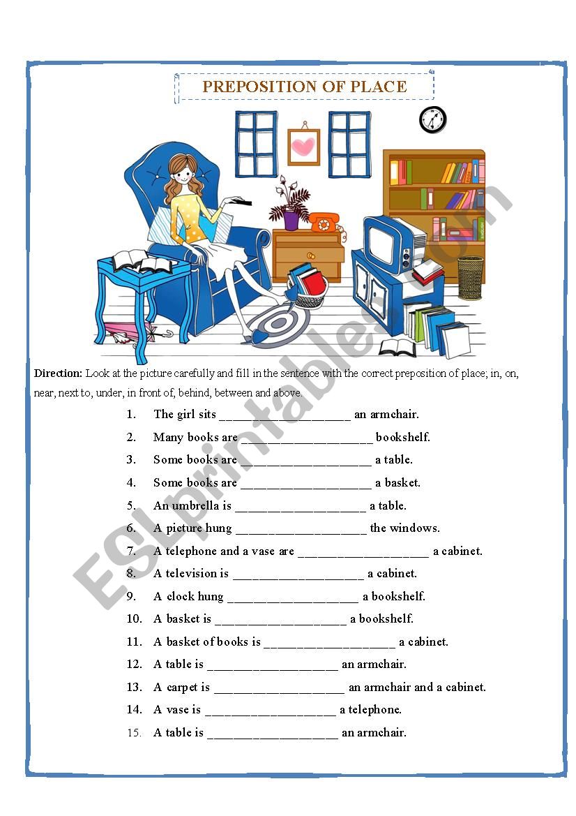 Preposition Of Place Worksheet ESL Worksheet By Prempree