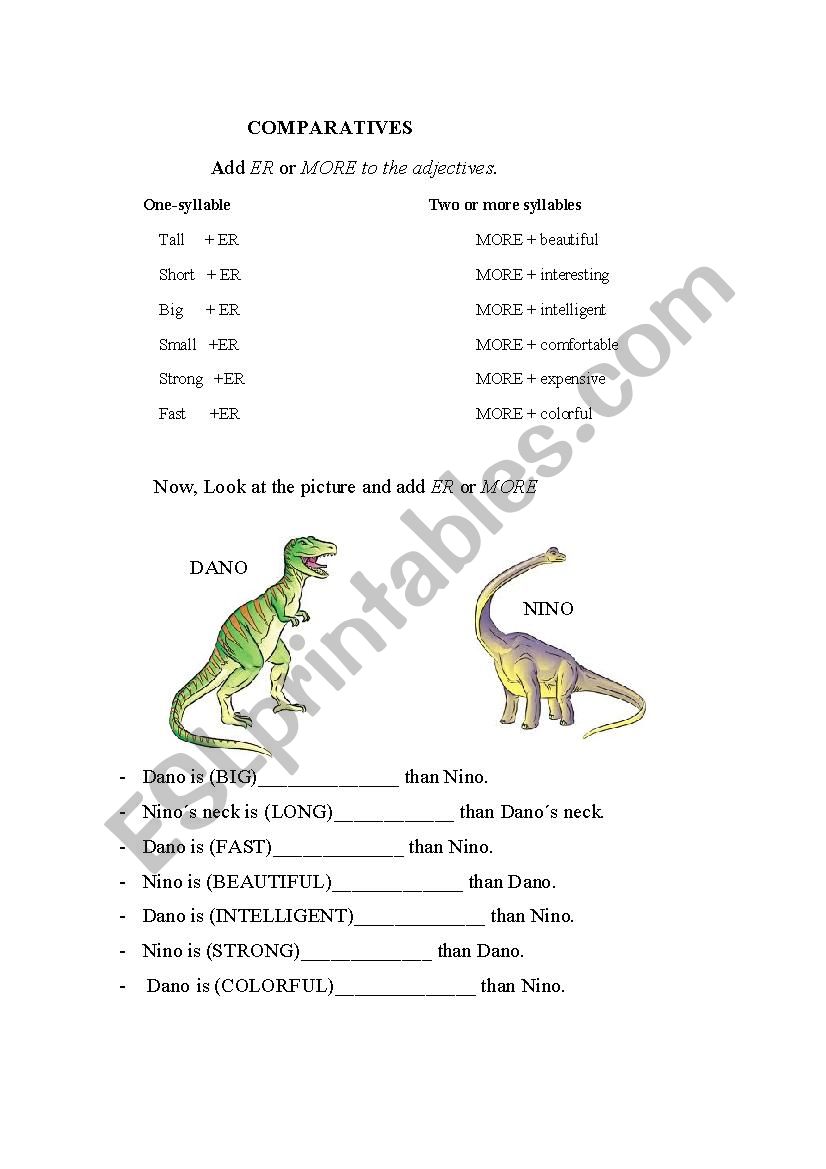 Comparatives worksheet