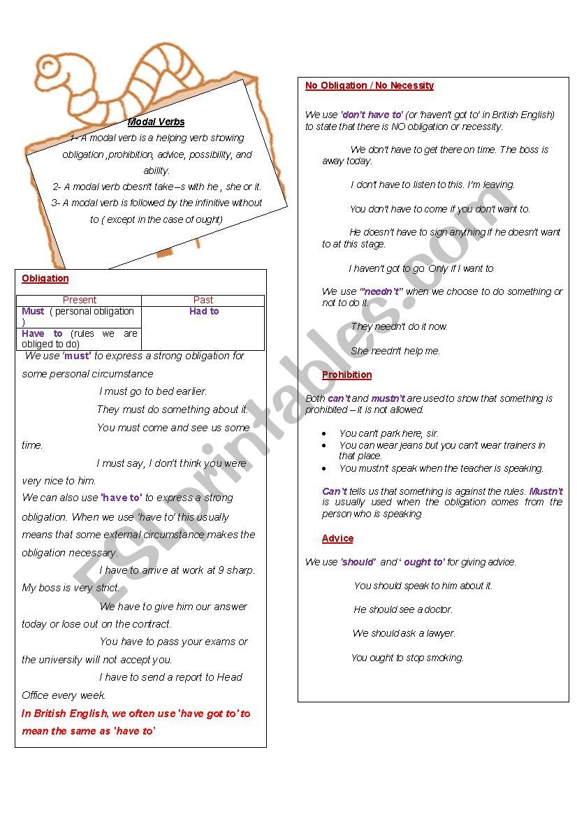 modal verbs worksheet