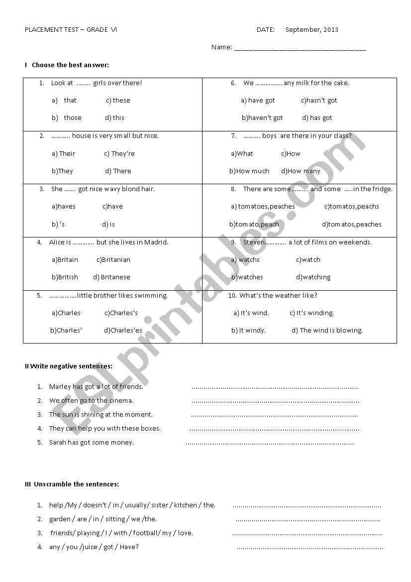 placement-test-grade-5-esl-worksheet-by-xandra10