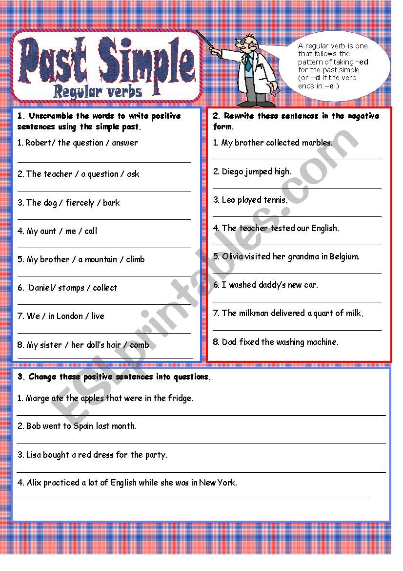 Past Simple Regular Verbs ESL Worksheet By Anna P